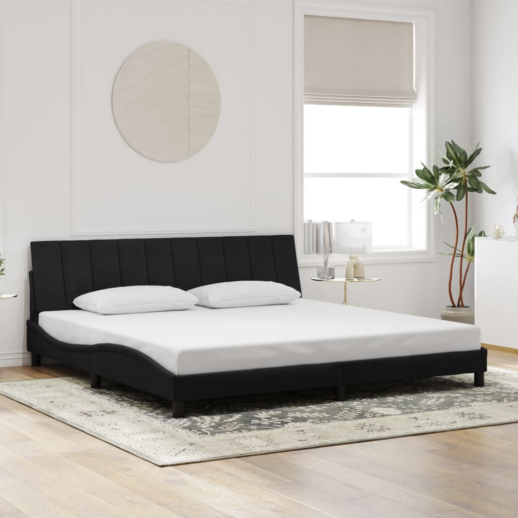 Bed Frame with LED without Mattress "Hanko" Black 200x200 cm Velvet