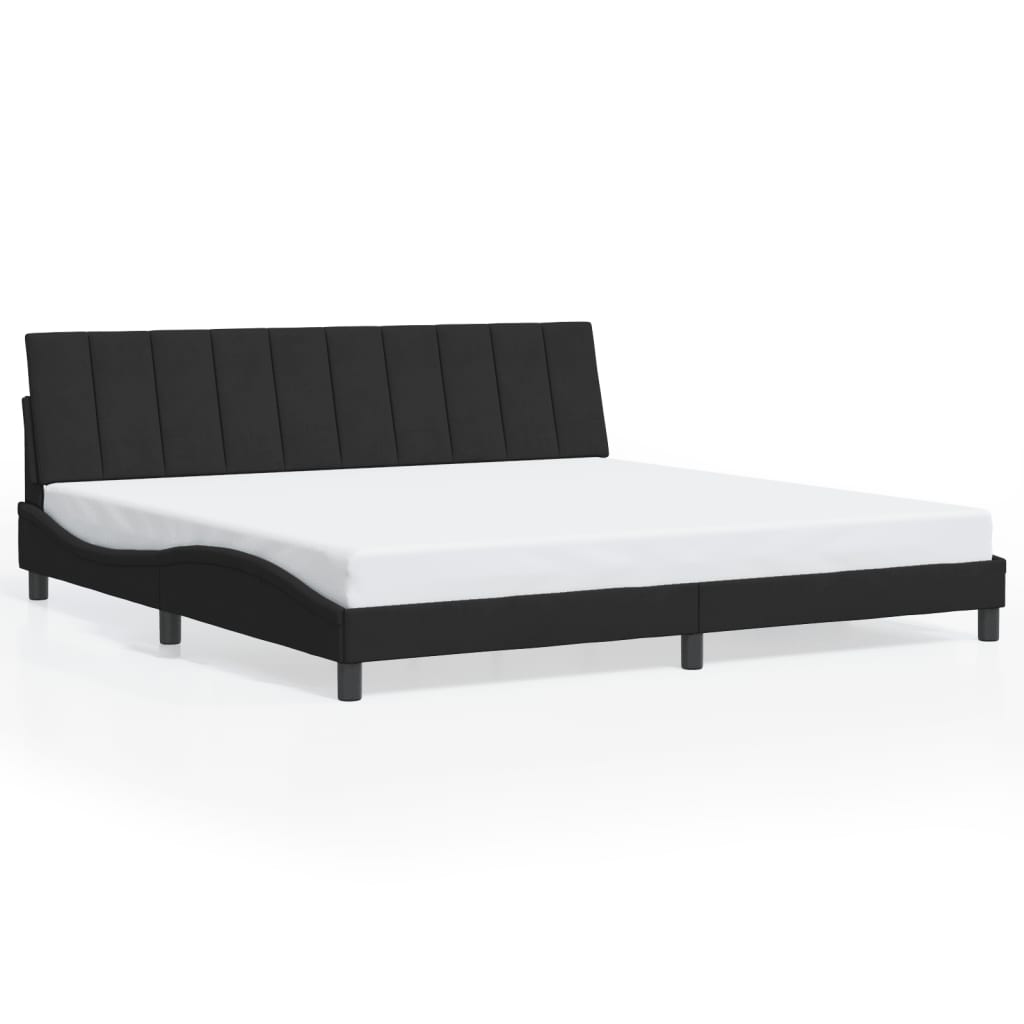 Bed Frame with LED without Mattress "Hanko" Black 200x200 cm Velvet