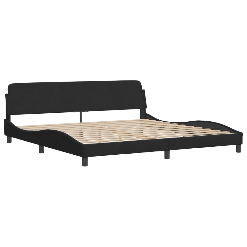Bed Frame with LED without Mattress "Hanko" Black 200x200 cm Velvet