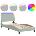 Bed Frame with LED without Mattress Light Grey 80x200 cm Velvet