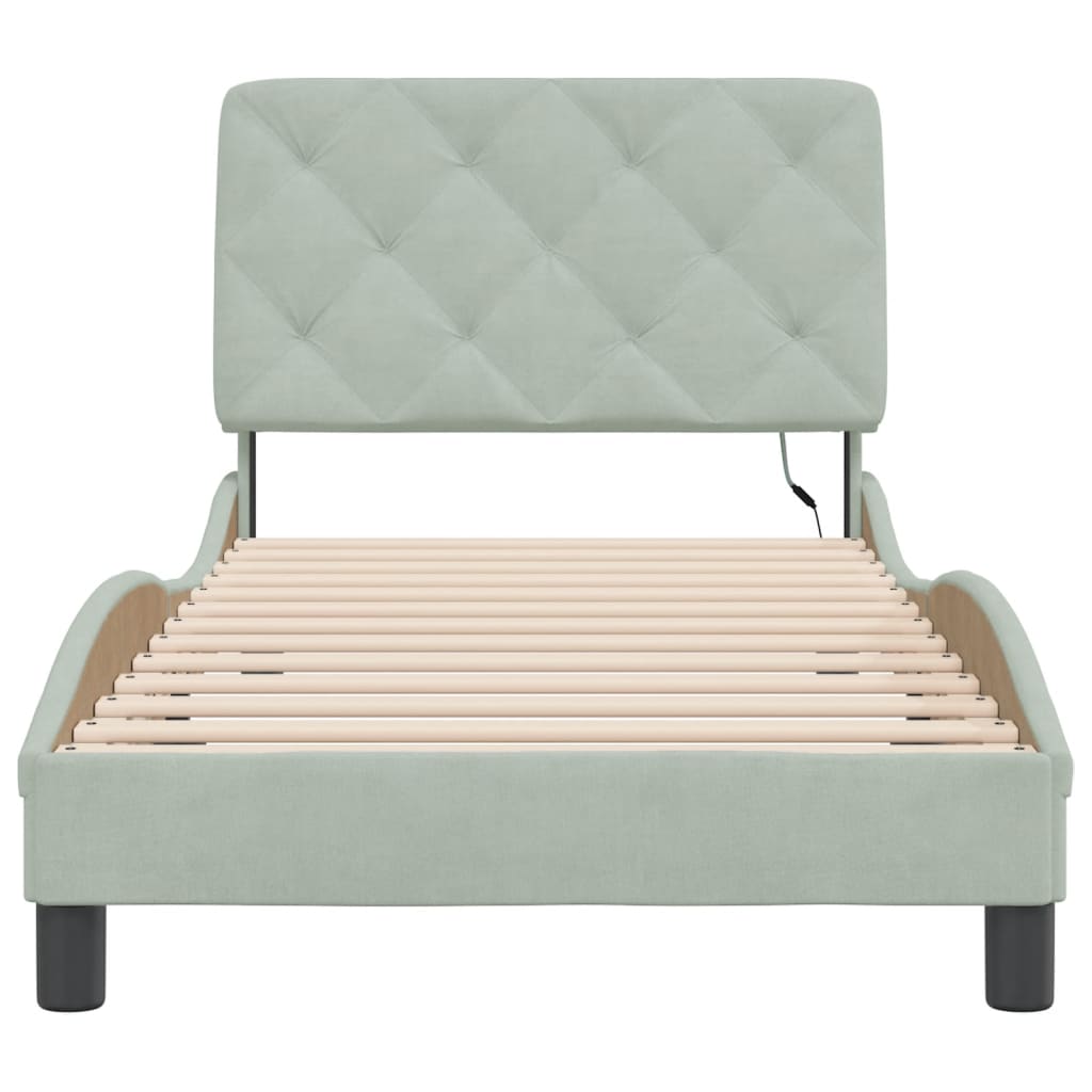 Bed Frame with LED without Mattress Light Grey 80x200 cm Velvet