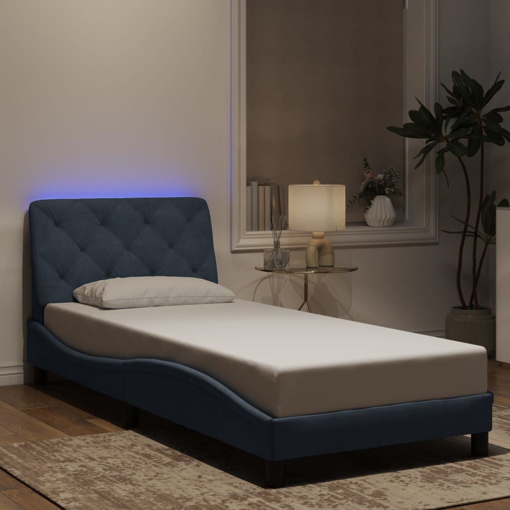 Bed Frame with LED without Mattress Dark Grey 80x200 cm Velvet