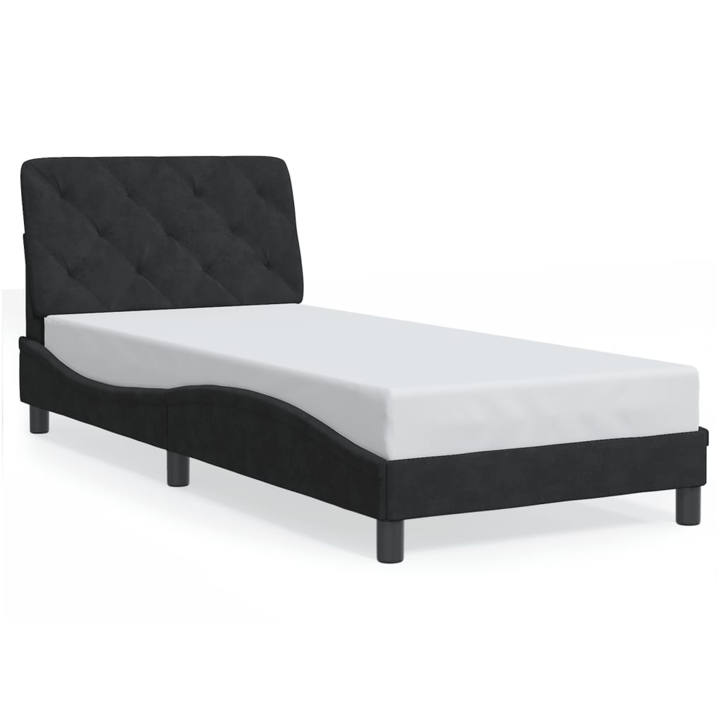 Bed Frame with LED without Mattress Black 80x200 cm Velvet