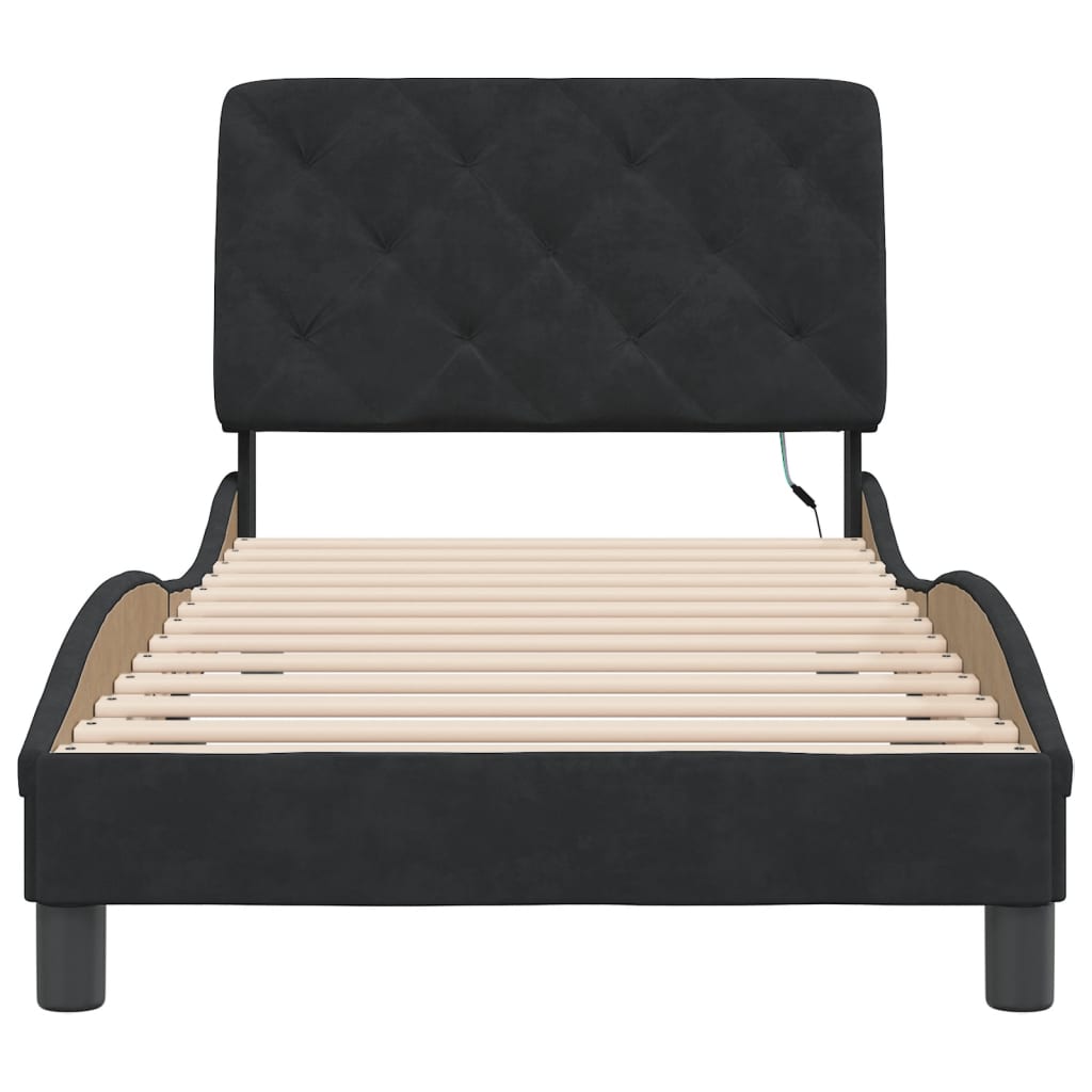 Bed Frame with LED without Mattress Black 80x200 cm Velvet