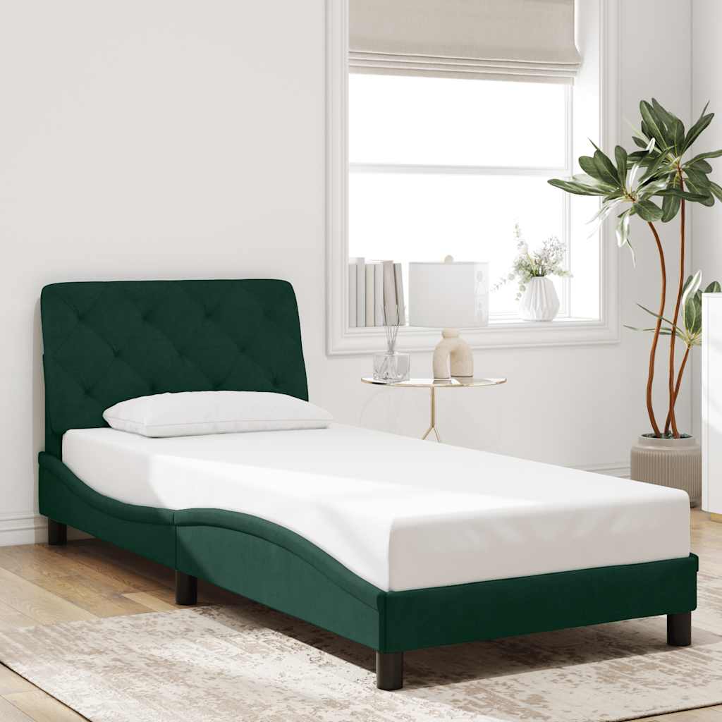 Bed Frame with LED without Mattress Dark Green 80x200 cm Velvet