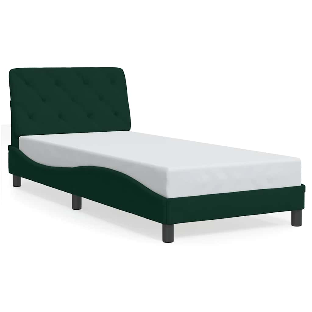 Bed Frame with LED without Mattress Dark Green 80x200 cm Velvet