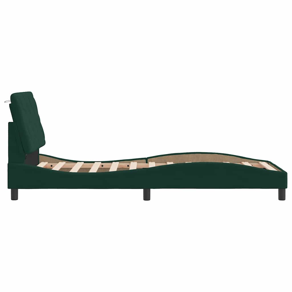 Bed Frame with LED without Mattress Dark Green 80x200 cm Velvet