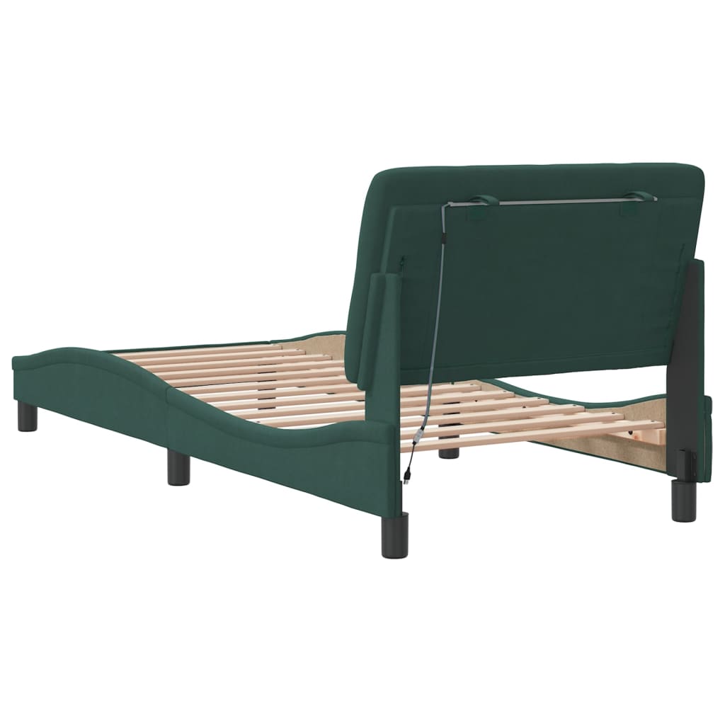 Bed Frame with LED without Mattress Dark Green 80x200 cm Velvet