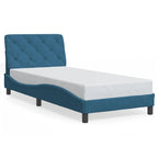 Bed Frame with LED without Mattress Blue 90x190 cm Velvet