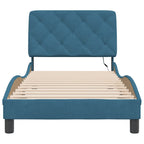 Bed Frame with LED without Mattress Blue 90x190 cm Velvet