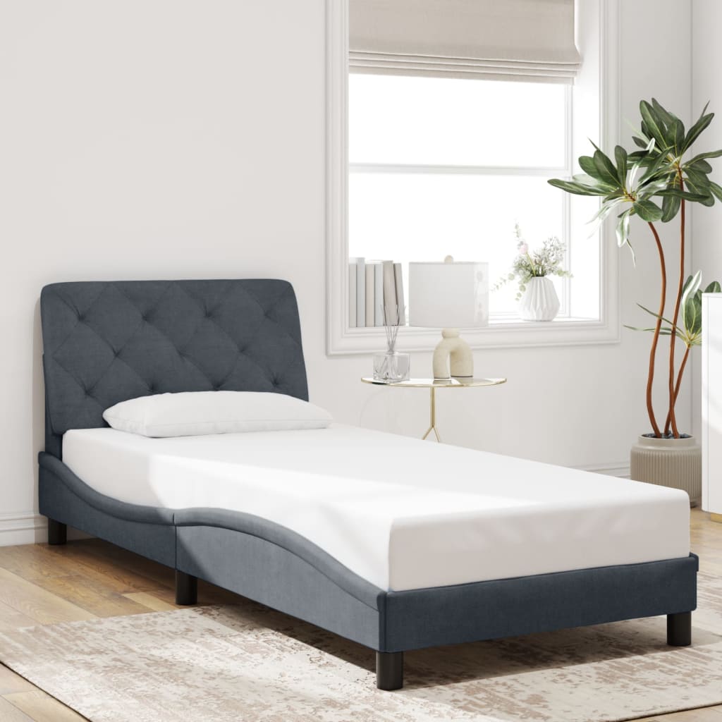 Bed Frame with LED without Mattress Dark Grey 90x200 cm Velvet