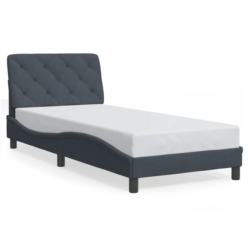 Bed Frame with LED without Mattress Dark Grey 90x200 cm Velvet