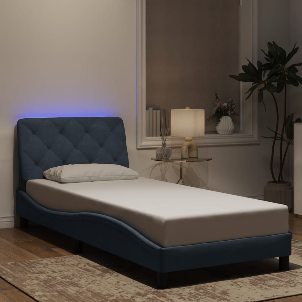 Bed Frame with LED without Mattress Dark Grey 90x200 cm Velvet