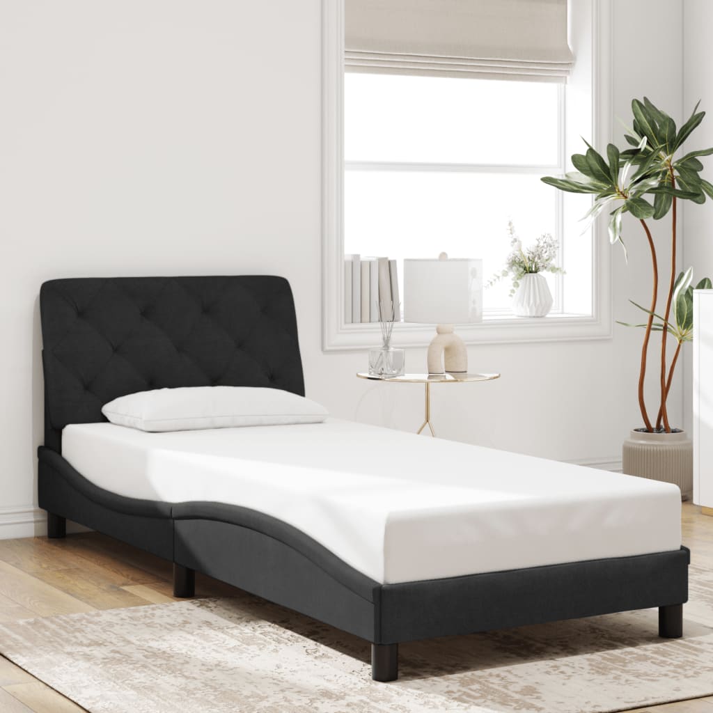 Bed Frame with LED without Mattress Black 90x200 cm Velvet