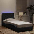 Bed Frame with LED without Mattress Black 90x200 cm Velvet