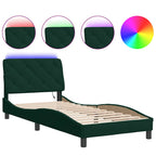Bed Frame with LED without Mattress Dark Green 90x200 cm Velvet