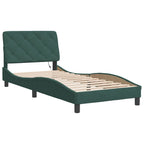 Bed Frame with LED without Mattress Dark Green 90x200 cm Velvet