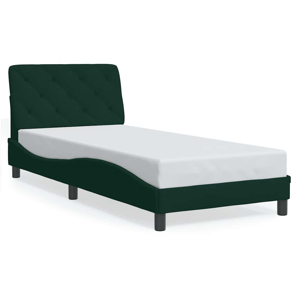 Bed Frame with LED without Mattress Dark Green 90x200 cm Velvet