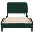 Bed Frame with LED without Mattress Dark Green 90x200 cm Velvet