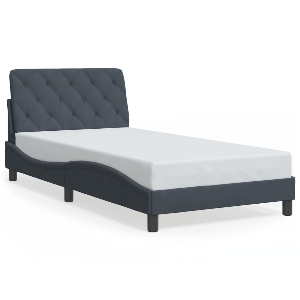 Bed Frame with LED without Mattress Dark Grey 100x200 cm Velvet