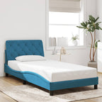 Bed Frame with LED without Mattress Blue 100x200 cm Velvet