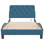 Bed Frame with LED without Mattress Blue 100x200 cm Velvet