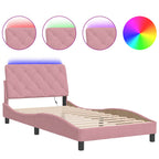 Bed Frame with LED without Mattress Pink 100x200 cm Velvet