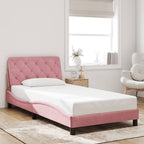 Bed Frame with LED without Mattress Pink 100x200 cm Velvet