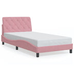 Bed Frame with LED without Mattress Pink 100x200 cm Velvet