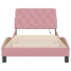 Bed Frame with LED without Mattress Pink 100x200 cm Velvet