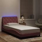 Bed Frame with LED without Mattress Pink 100x200 cm Velvet