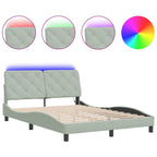 Bed Frame with LED without Mattress Light Grey 120x200 cm Velvet