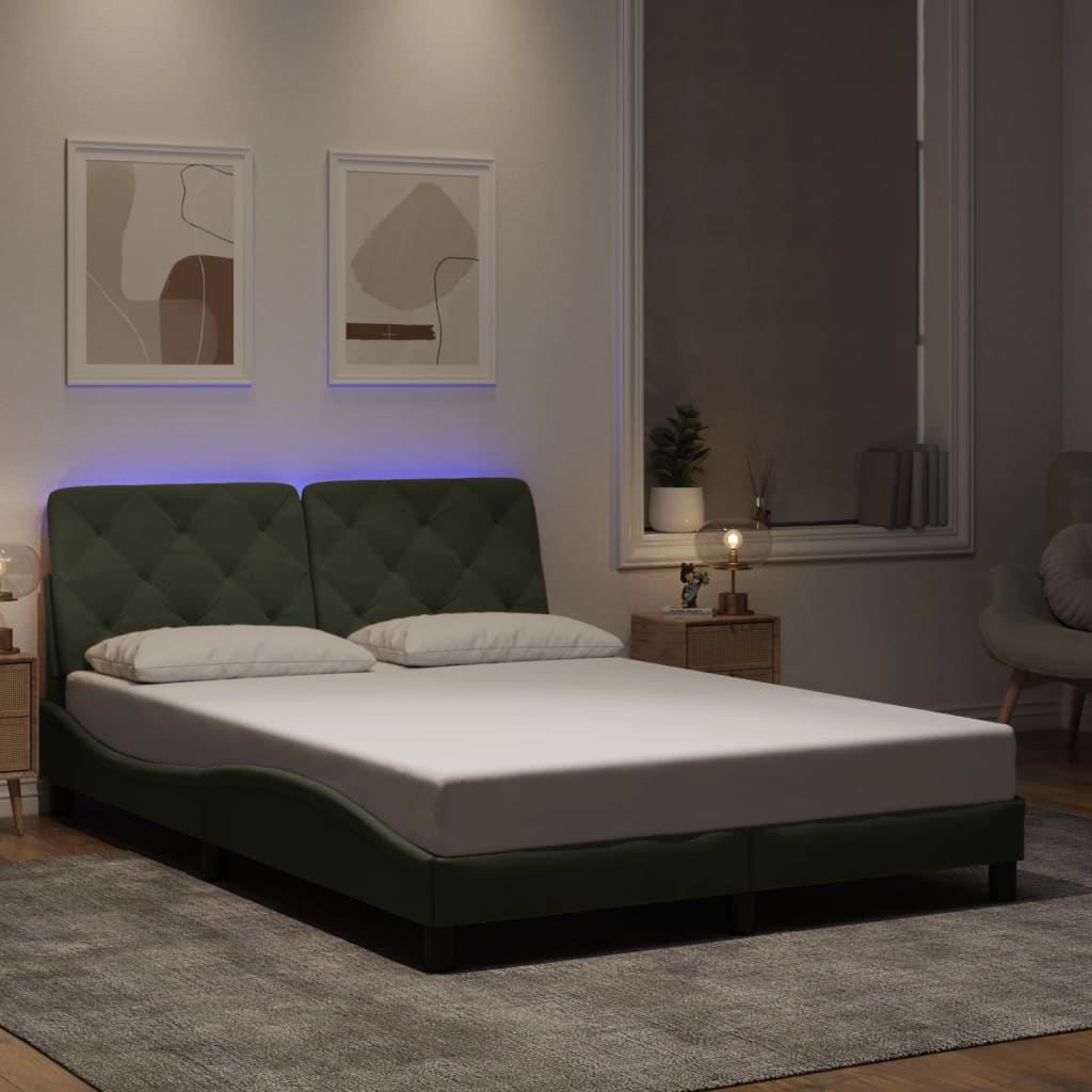 Bed Frame with LED without Mattress Light Grey 120x200 cm Velvet