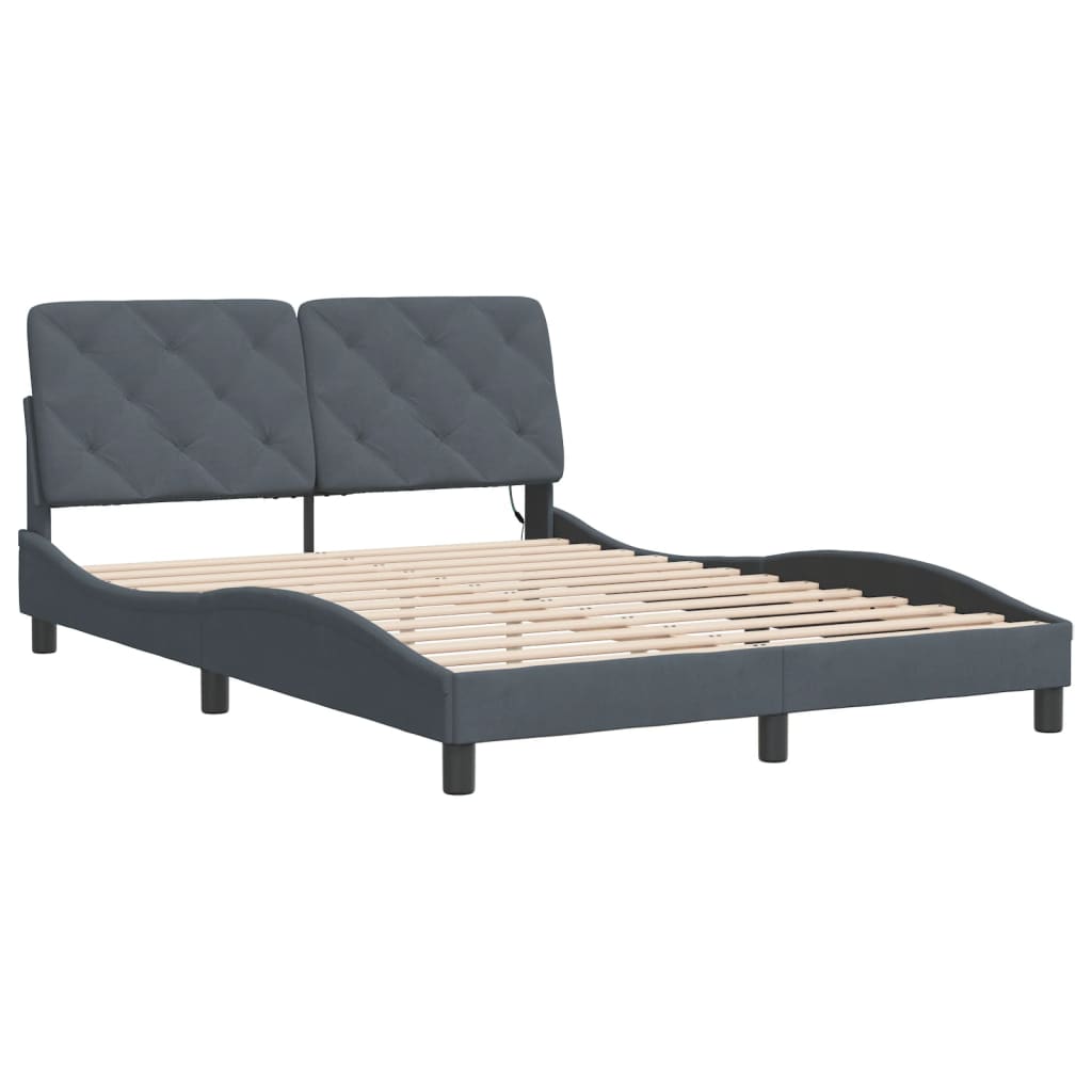 Bed Frame with LED without Mattress Dark Grey 120x200 cm Velvet