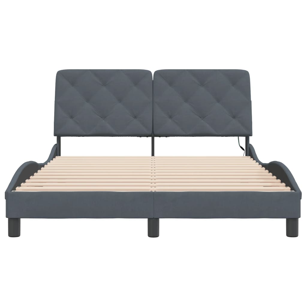 Bed Frame with LED without Mattress Dark Grey 120x200 cm Velvet