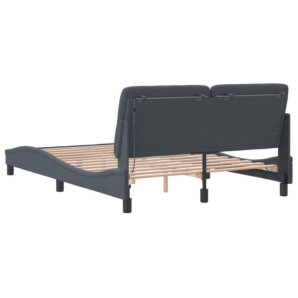 Bed Frame with LED without Mattress Dark Grey 120x200 cm Velvet