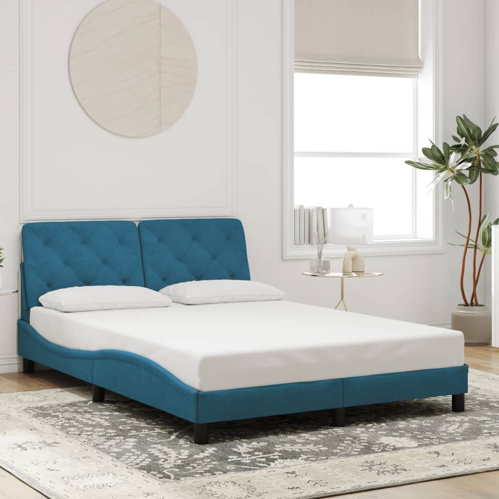 Bed Frame with LED without Mattress Blue 120x200 cm Velvet