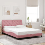 Bed Frame with LED without Mattress Pink 120x200 cm Velvet