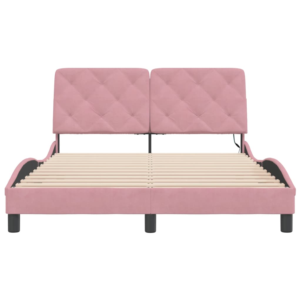 Bed Frame with LED without Mattress Pink 120x200 cm Velvet
