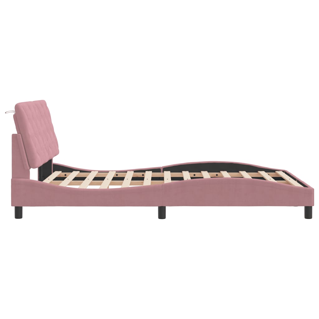 Bed Frame with LED without Mattress Pink 120x200 cm Velvet