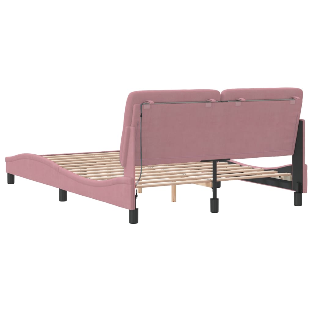 Bed Frame with LED without Mattress Pink 120x200 cm Velvet