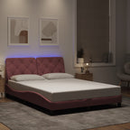 Bed Frame with LED without Mattress Pink 120x200 cm Velvet