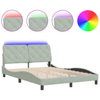 Bed Frame with LED without Mattress Light Grey 140x190 cm Velvet