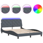 Bed Frame with LED without Mattress Dark Grey 140x190 cm Velvet