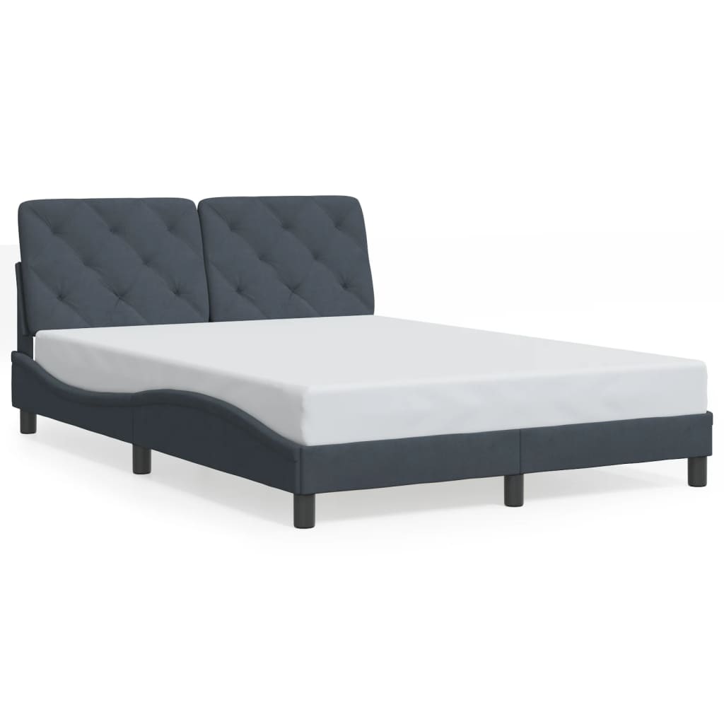 Bed Frame with LED without Mattress Dark Grey 140x190 cm Velvet