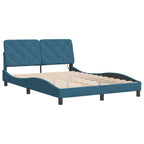 Bed Frame with LED without Mattress Blue 140x190 cm Velvet