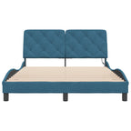 Bed Frame with LED without Mattress Blue 140x190 cm Velvet
