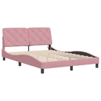 Bed Frame with LED without Mattress Pink 140x190 cm Velvet