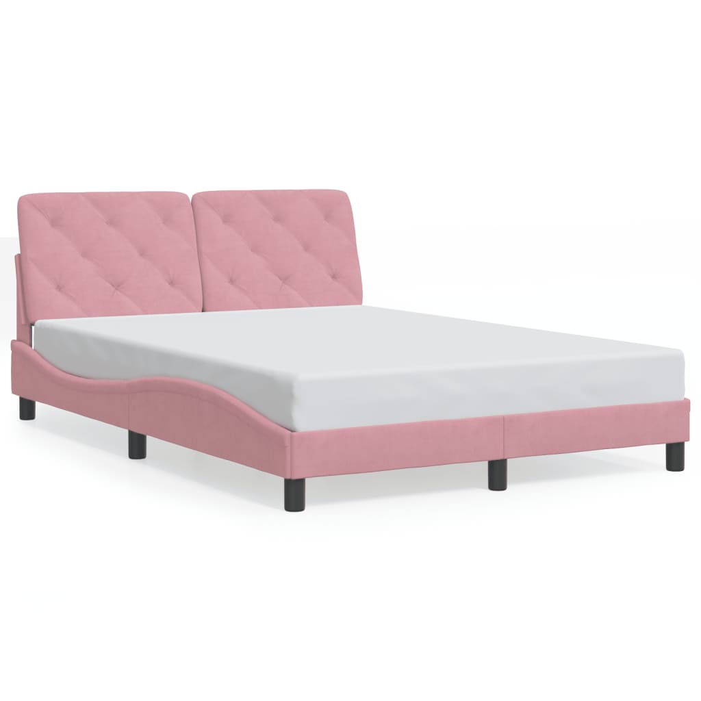 Bed Frame with LED without Mattress Pink 140x190 cm Velvet