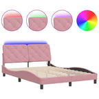 Bed Frame with LED without Mattress Pink 140x200 cm Velvet